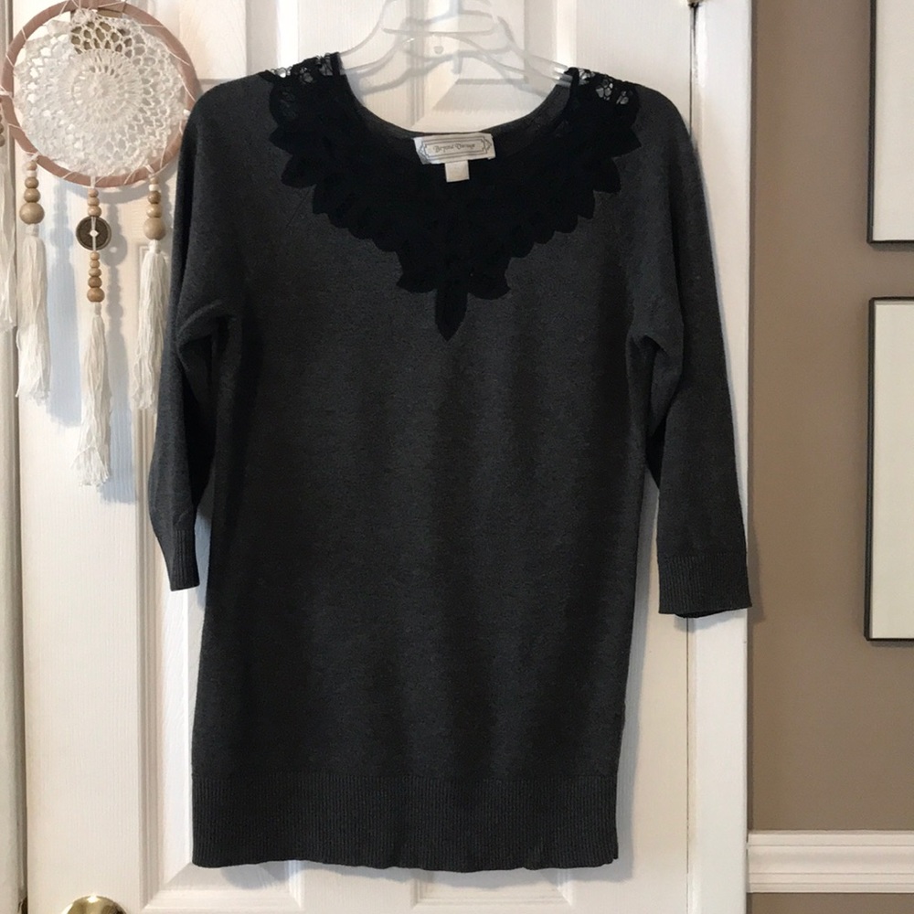 Beyond vintage charcoal lace sweater- SWIPE - Picture 2 of 8